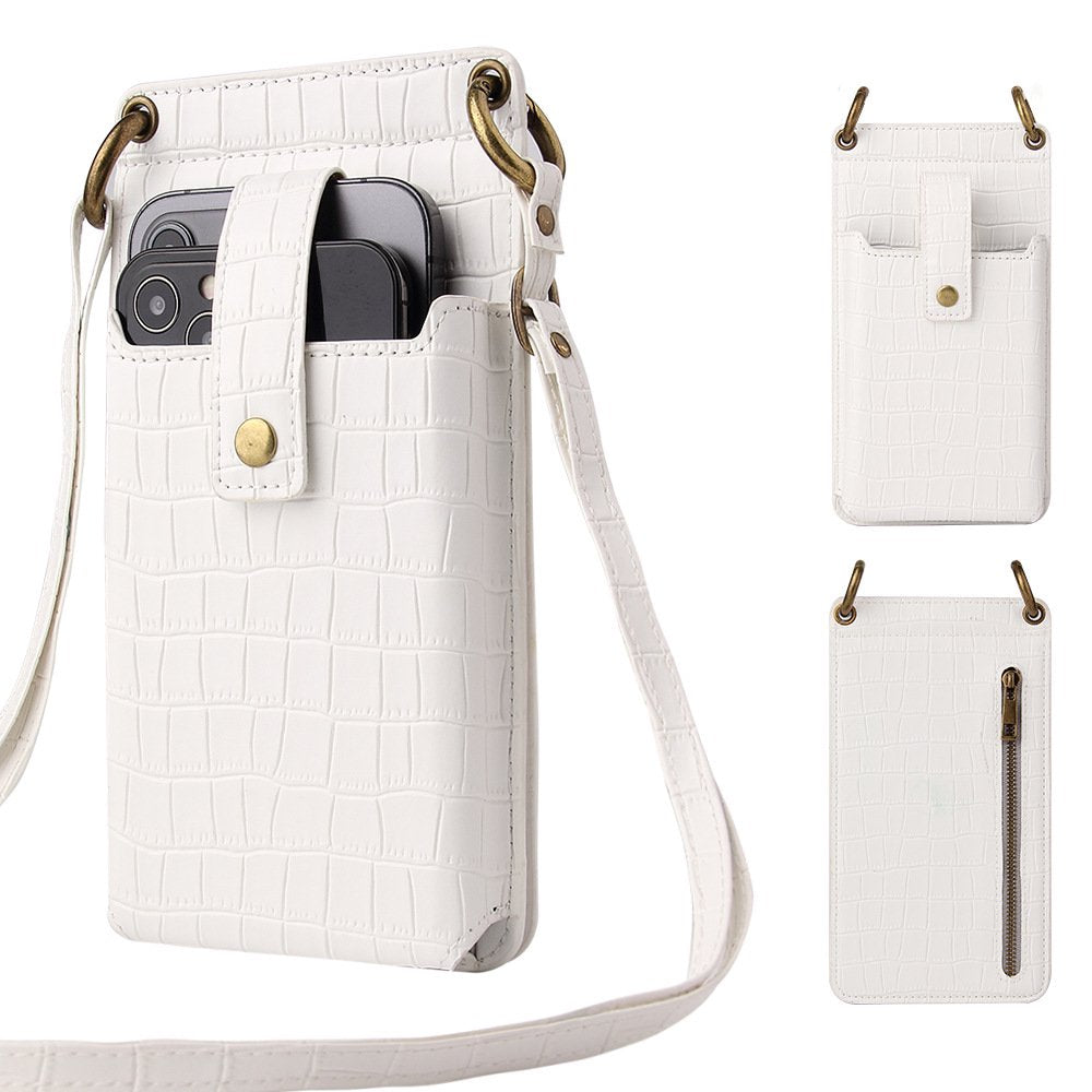 Crossbody Cell Phone Bag for Women, Shoulder Purse Card Wallet Pouch with Credit Card Slots and Mirror